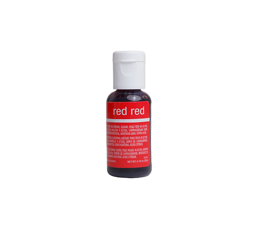 A bottle of Red Red Liqua-Gel Liquid Food Coloring.